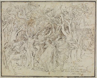 Dante i Wergiliusz w lesie samobójców (Piekło Dantego, pieśń 13) autorstwa Joseph Anton Koch