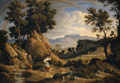 Krajobraz w pobliżu Olevano z Rainbow, 1823-24 autorstwa Joseph Anton Koch