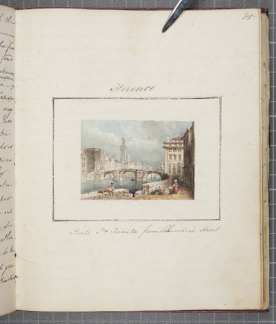Florencja, wklejona do Thomas Moodys Journal z wycieczki po Szwajcarii i Włoszech, 1822 (wc na papierze) autorstwa Joseph Axe Sleap