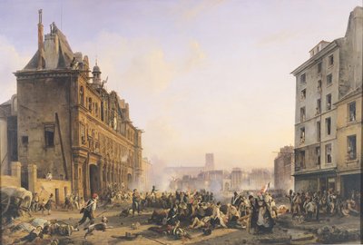 Atak na Hotel de Ville, 28 lipca 1830 r. autorstwa Joseph Beaume