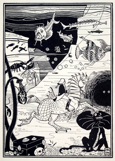 Istniała wielka różnorodność wysokich, szlachetnych drzew, obciążonych owocami morskimi, takimi jak homary…, 1895. autorstwa Joseph Benwell Clark