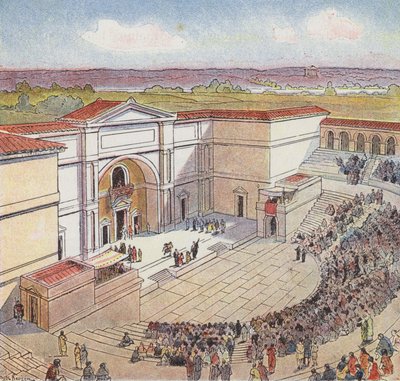 Amfiteatr zbudowany przez Rzymian w Autun (kolor lito) autorstwa Joseph Beuzon