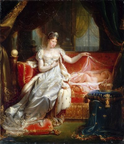 Cesarzowa Marie-Louise ze śpiącym królem Rzymu autorstwa Joseph Boniface Franque