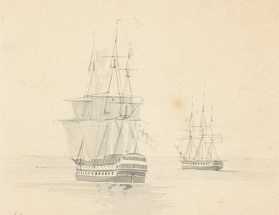 Fregata i korweta, rufowy dziób autorstwa Joseph Cartwright