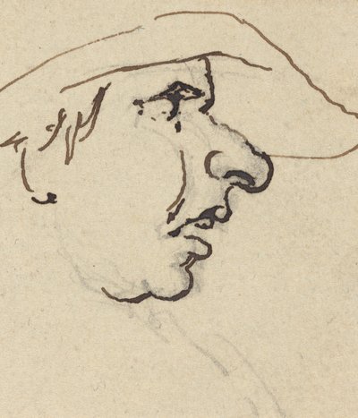 Profil mężczyzny w kapeluszu z dużym nosem autorstwa Joseph Cartwright