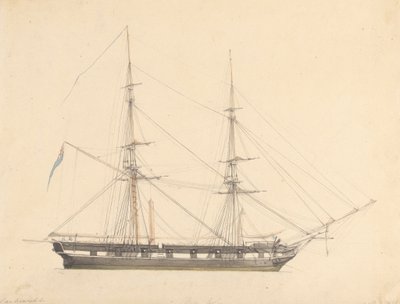 Pojedynczy bryg z Union Jack i trzema postaciami autorstwa Joseph Cartwright