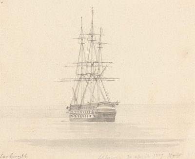 Pojedyncza fregata, rufa do przodu; Albion 20 kwietnia 1817 autorstwa Joseph Cartwright