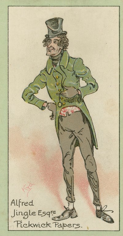 Alfred Jingle, Pickwick Papers (kolorowa litografia) autorstwa Joseph Clayton (1856-1937) (after) Clarke