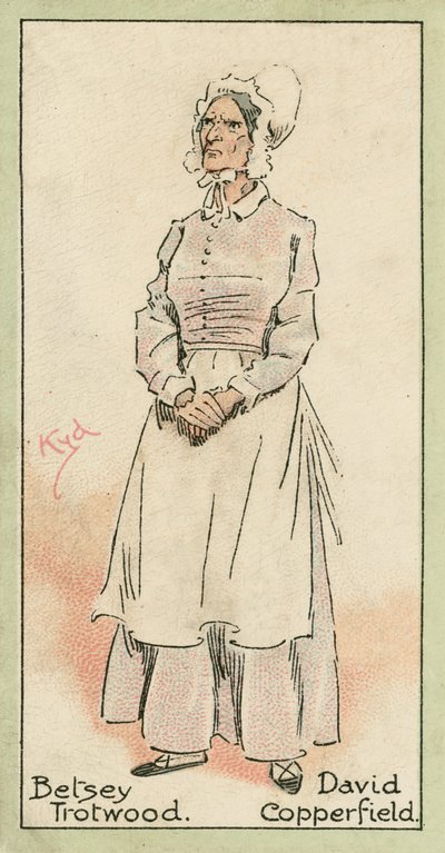 Betsey Trotwood, David Copperfield (kolorowa litografia) autorstwa Joseph Clayton (1856-1937) (after) Clarke