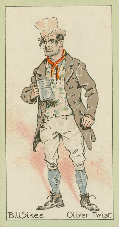 Bill Sikes, Oliver Twist (kolorowa litografia) autorstwa Joseph Clayton (1856-1937) (after) Clarke