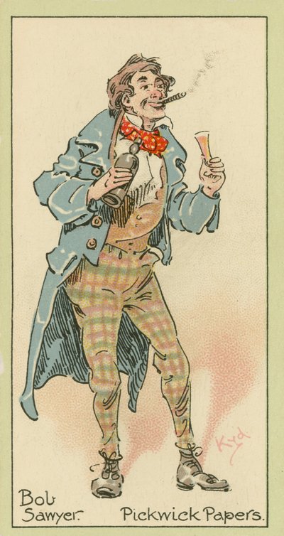 Bob Sawyer, Pickwick Papers (kolorowa litografia) autorstwa Joseph Clayton (1856-1937) (after) Clarke