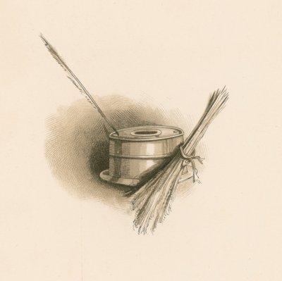 Pióro i tusz Charlesa Dickensa (litografia kolorowa) autorstwa Joseph Clayton (1856-1937) (after) Clarke
