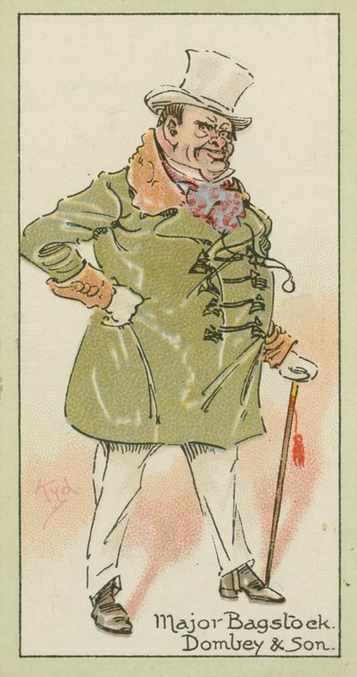 Major Bagstock, Dombey  Son (kolorowa litografia) autorstwa Joseph Clayton (1856-1937) (after) Clarke