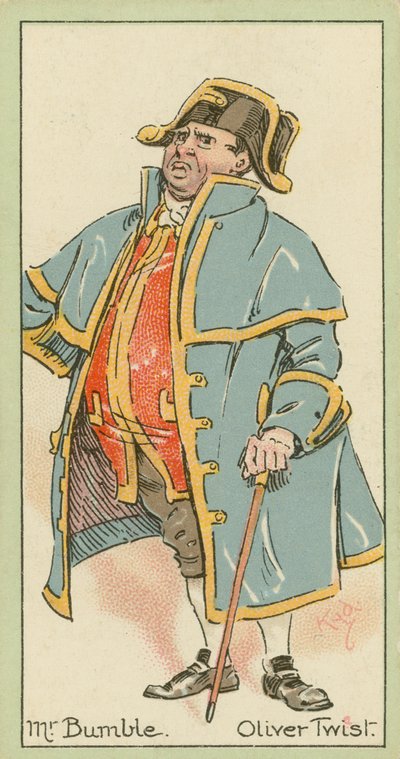 Pan Bumble, Oliver Twist (kolorowa litografia) autorstwa Joseph Clayton (1856-1937) (after) Clarke