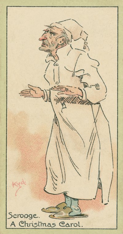 Scrooge, A Christmas Carol (kolorowa litografia) autorstwa Joseph Clayton (1856-1937) (after) Clarke