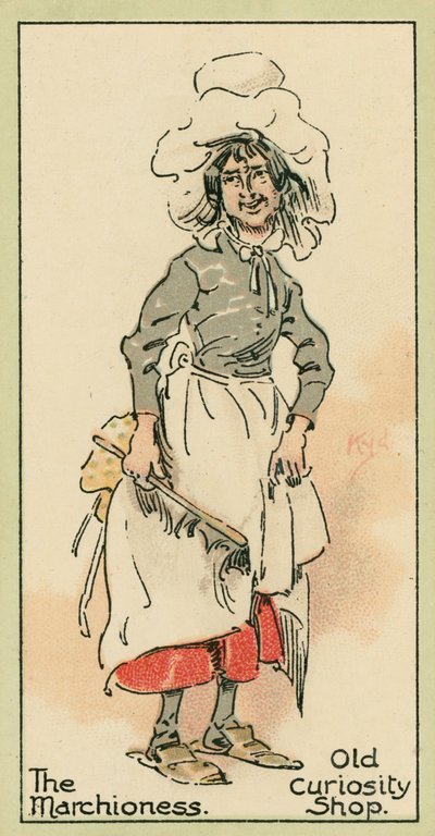 The Marchioness, Old Curiosity Shop (kolorowa litografia) autorstwa Joseph Clayton (1856-1937) (after) Clarke