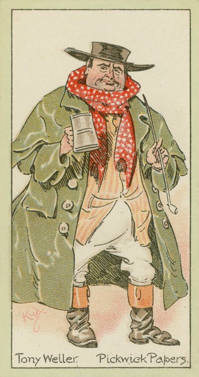 Tony Weller, Pickwick Papers (kolorowa litografia) autorstwa Joseph Clayton (1856-1937) (after) Clarke