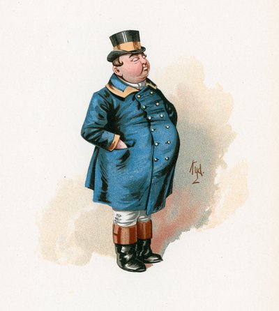 Fat Boy, ilustracja z „Szkiców postaci Charlesa Dickensa”, ok. 1890 r. autorstwa Joseph Clayton Clarke