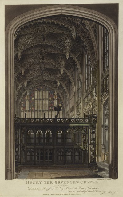 Kaplica Henryka VII, Opactwo Westminsterskie, Londyn (akwatinta) autorstwa Joseph Constantine Stadler