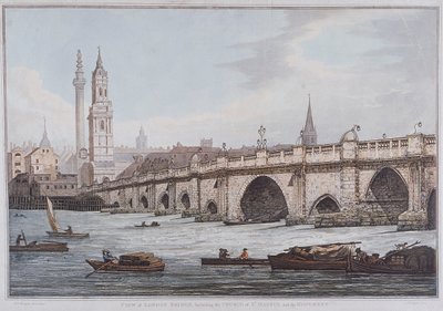 London Bridge stary, Londyn, 1790 autorstwa Joseph Constantine Stadler