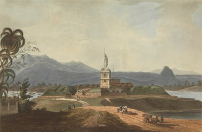 Południowo-wschodni widok na Fort Marlborough, Benkulen, Sumatra, 1799 autorstwa Joseph Constantine Stadler