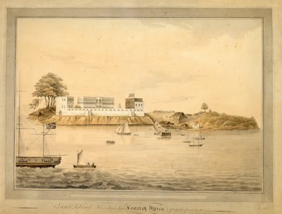 Widok na wyspę Bance, Sierra Leone, Afryka, ok. 1805 r. (akwarela) autorstwa Joseph Corry