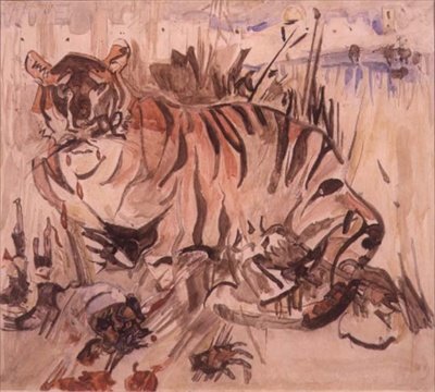Tygrys (akwarela na papierze) autorstwa Joseph Crawhall