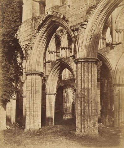 Opactwo Rievaulx. Patrząc przez chór, lata 50. XIX wieku. autorstwa Joseph Cundall
