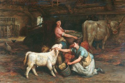 Karmienie cieląt autorstwa Joseph Denovan Adam