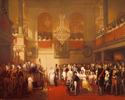 Ślub Leopolda I (1790-1865) z księżniczką Luizą Orleańską (1812-50) w Compiegne, 9 kwietnia 1832 autorstwa Joseph Desire Court