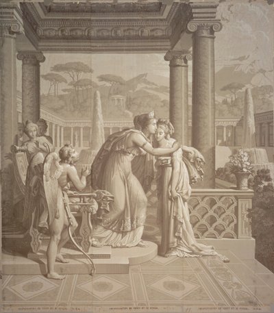 Projekt tapety z Kupidynem i Psyche, 1815 autorstwa Joseph Dufour