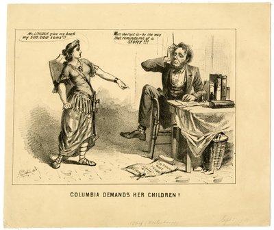 Kolumbia domaga się swoich dzieci, 1864 autorstwa Joseph E. Baker