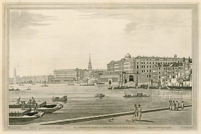 Widok na Somerset Place, Adelphi itp. z Ogrodu Świątynnego autorstwa Joseph Farington