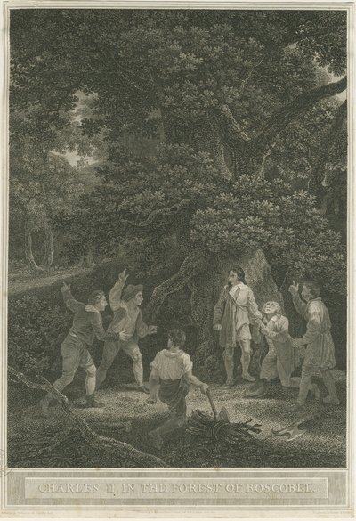 Boscobel - The Royal Oak : grawerowanie, kwiecień 1800 autorstwa Joseph Farrington