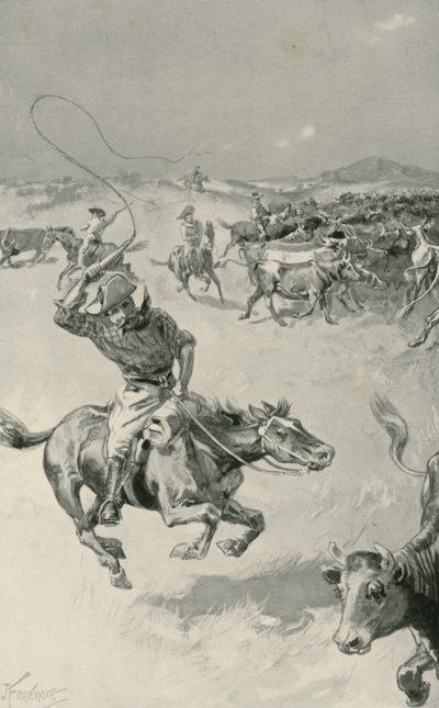 Zbieranie bydła w Queensland autorstwa Joseph Finnemore