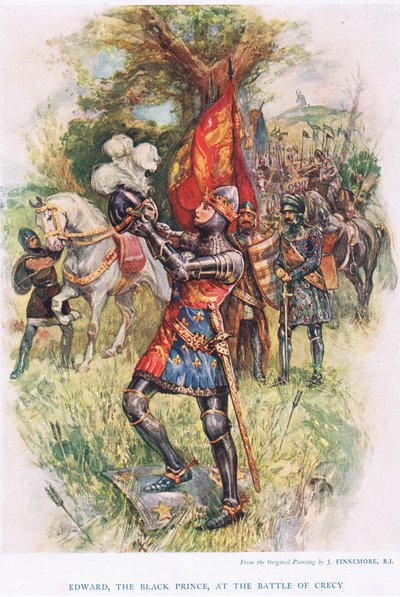 Edward, Czarny Książę w bitwie pod Crecy, ilustracja z 