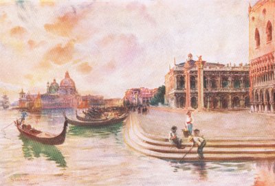 The Molo, Wenecja, z Hutchinsons Picturesque Europe wydane przez Hutchinson & Son, c.1930 autorstwa Joseph Finnemore