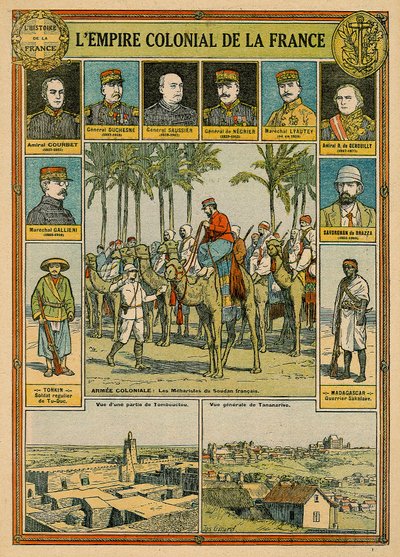 Francuskie imperium kolonialne, koniec XIX - początek XX wieku (litografia kolorowa) autorstwa Joseph Girard