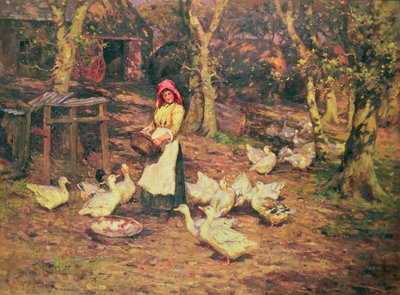 Karmienie kaczek autorstwa Joseph Harold Swanwick