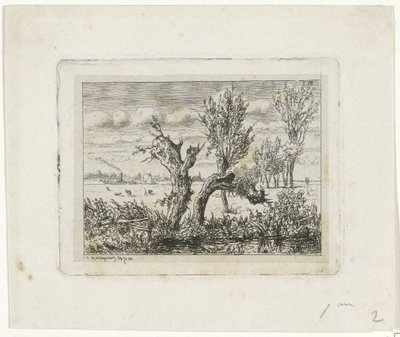 Krajobraz z wierzbami głuchymi Krajobraz w Oosterbeek autorstwa Joseph Hartogensis