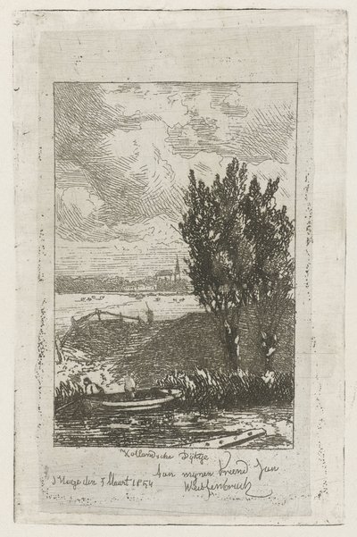 Krajobraz łąkowy z rowem Dutch Dike (tytuł na obiekcie) autorstwa Joseph Hartogensis