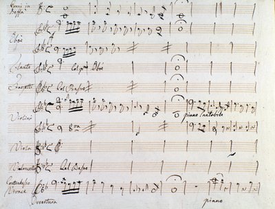 Pierwsza strona partytury menueta w Armida J. Haydna (1784) autorstwa Joseph Haydn