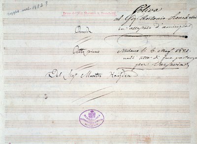 Pierwsza strona partytury menueta w Armida J. Haydna (1821) autorstwa Joseph Haydn