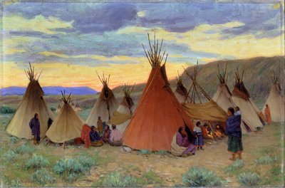 Wieczór w rezerwacie Crow, Montana (olej na płótnie) autorstwa Joseph Henry Sharp
