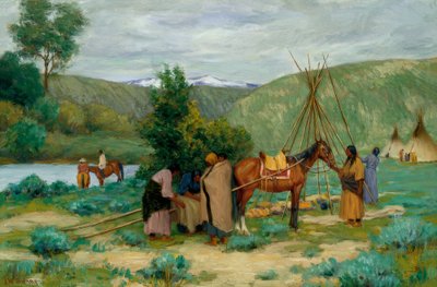 Rozbijanie obozu, Little Big Horn, Montana autorstwa Joseph Henry Sharp