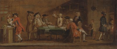 Figurki w Tawernie lub Kawiarni, ca. 1725 lub po 1750. autorstwa Joseph Highmore