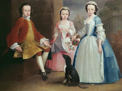 Sara, Anna i Evan Davies z psem autorstwa Joseph Highmore