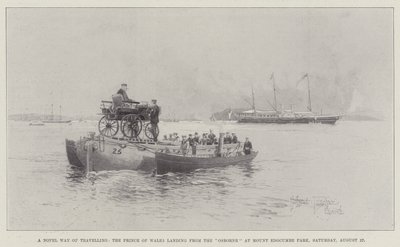 Nowatorski sposób podróżowania, lądowanie księcia Walii z Osborne w parku Mount Edgcumbe, sobota, 27 sierpnia autorstwa Joseph Holland Tringham