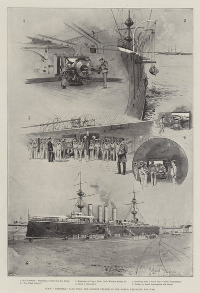 HMS Terrible, 14 220 ton, największy krążownik na świecie, przygotowujący się do wojny autorstwa Joseph Holland Tringham