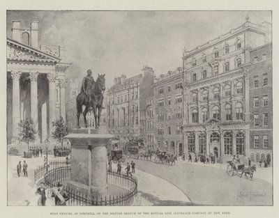 Siedziba główna brytyjskiego oddziału Towarzystwa Ubezpieczeń Wzajemnych na Życie w Nowym Jorku w Cornhill autorstwa Joseph Holland Tringham
